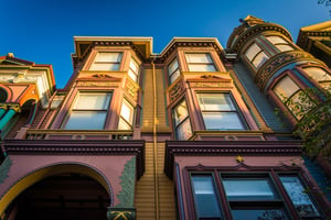 Victorian houses in San Francisco, California.